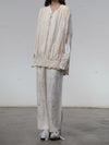Mutedance 25 Autumn and Winter Elastic Waist Drawstring Loose Casual Pants Flower Dye MD-MD25FW77-nude